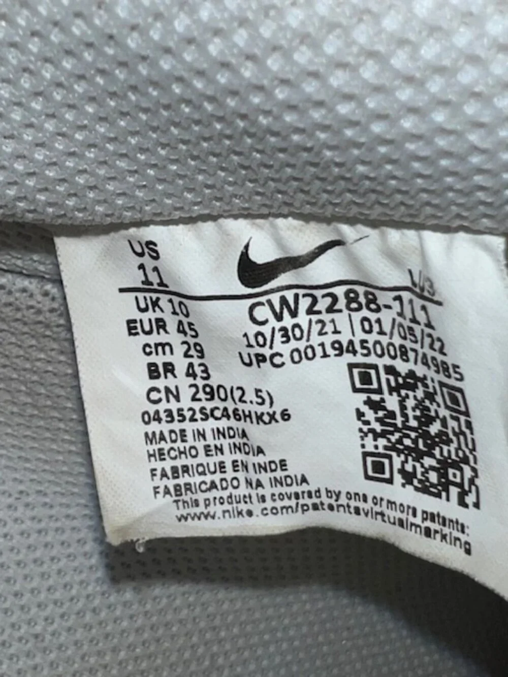 NIKE Air Force 1 Low '07 sneakers all-white Men's Size‎ 11
